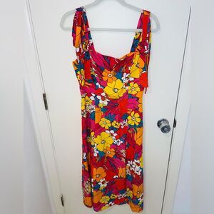 Adrianna Papell Women's Pink Tie-Shoulder Floral Dress Sz 6 tank sundress